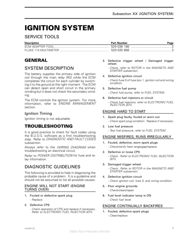 SSV Ignition system (Defender) Shop tmr2016 132 Manual