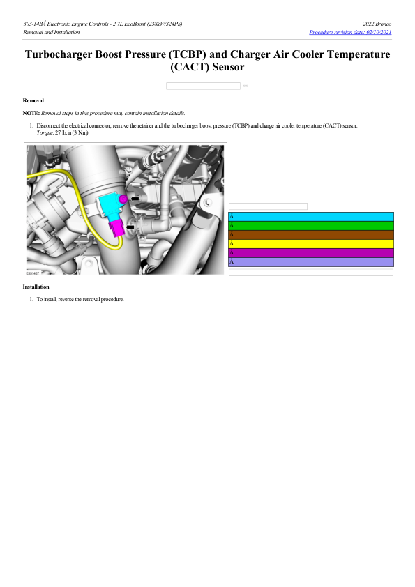 Turbocharger Boost Pressure (TCBP) and Charger Air Cooler Temperature (CACT) Sensor G2193589 Manual