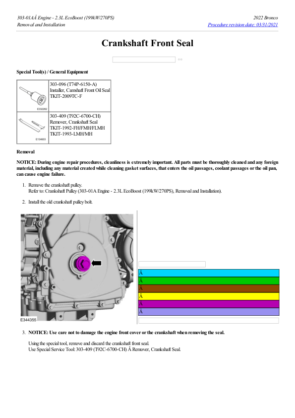 Crankshaft Front Seal G2186877 Manual