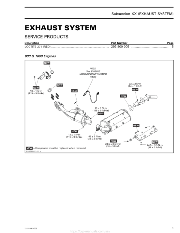 SSV 2019 Exhaust System Maverick Trail Shop Supp 219100969 009 Manual