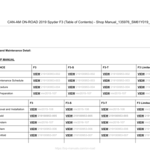 2019 Can Am Spyder F3 (Table of Contents) 135976 SM61Y019 en Manual