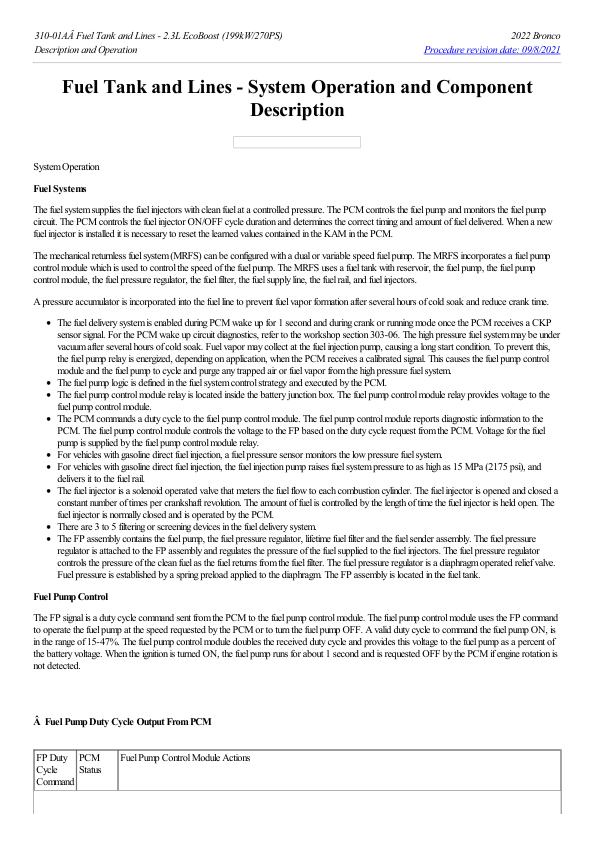 Fuel Tank and Lines System Operation and Component Description G2248127 Manual