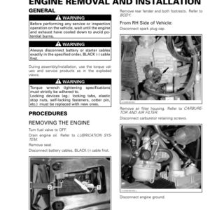 ATV Engine Removal and Installation (Mini DS) Shop vmr2017 010 Manual