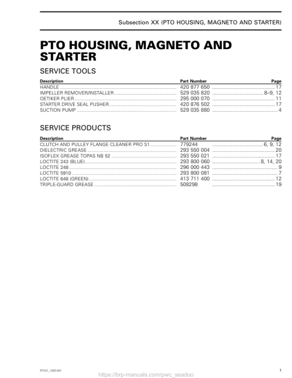 PTO housing (engine) Manual