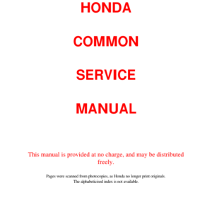 HondaCommonServiceManual 1988 Manual