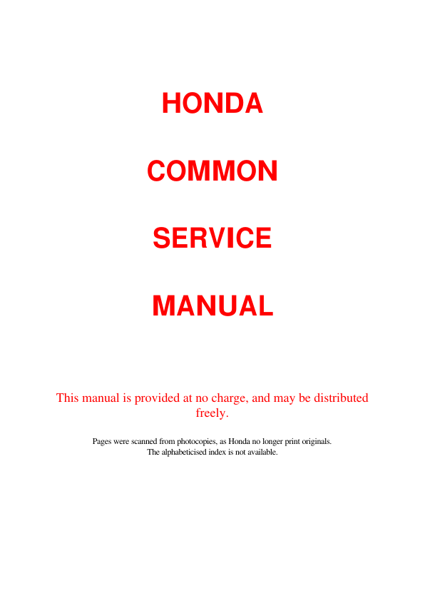 HondaCommonServiceManual 1988 Manual