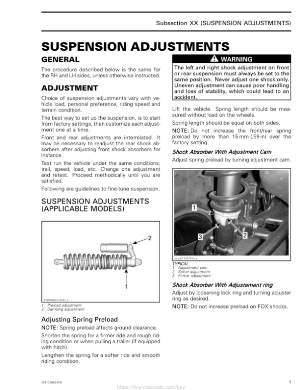 SSV 2019 Suspension Adjustments Maverick Trail Shop Supp 219100969 018 Manual