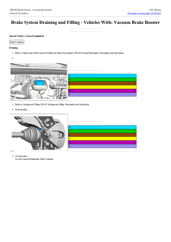 Brake System Draining and Filling Vehicles With Vacuum Brake Booster G2223335 Manual