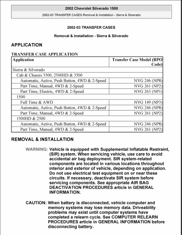 TRANSFER CASE Manual