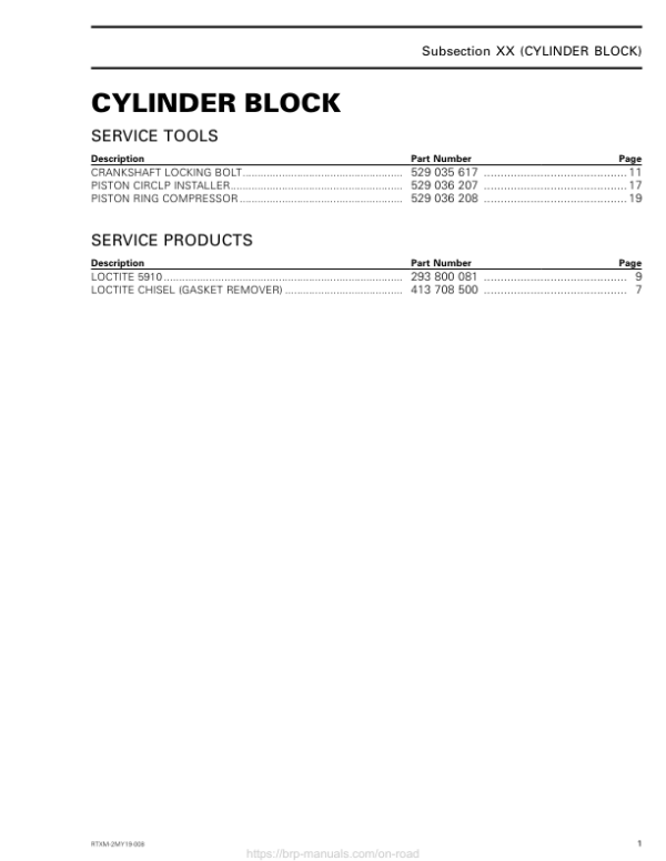 Rotax MY19 (M 2) Cylinder Block RTXM 2 MY19 008 en Manual