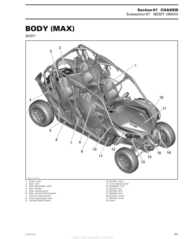 SSV Body (MAX) (MAVERICK XDS) Shop 03a9KYAAY SM91Y014S09 tmr2015 054 Manual