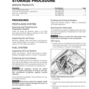 Storage Procedure LINE UP SEA DOO Manual