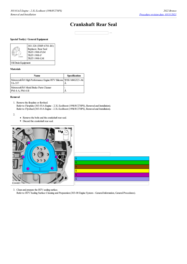 Crankshaft Rear Seal G2186879 Manual