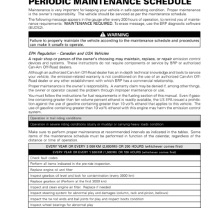 SSV Periodioc Maintenance Schedule (Defender 6x6) Shop 219101026 003 Manual