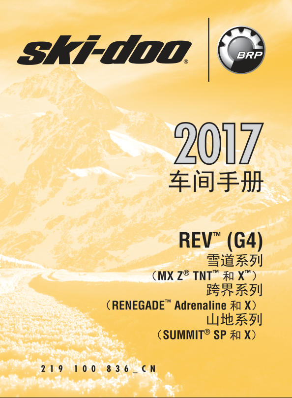 SKI DOO 2017 REV G4 CN 219100836 SM11Y017 Manual