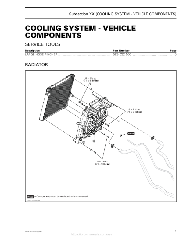 SSV 2019 Cooling System Vehicle Maverick Trail Shop Supp 219100969 010 rev1 Manual