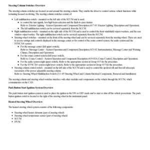 Steering Wheel and Column Electrical Components Overview G2214053 Manual