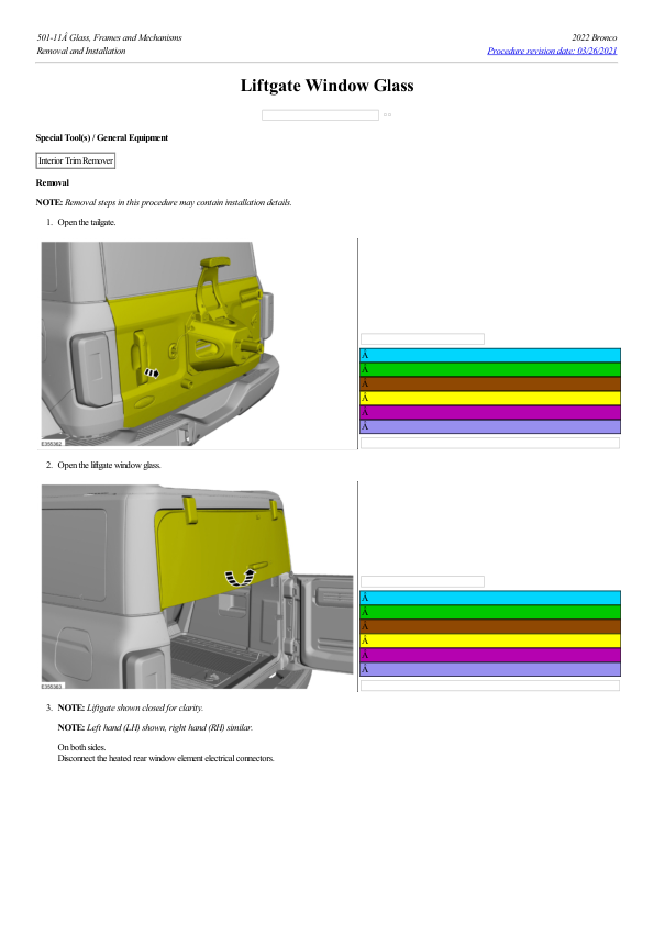 Liftgate Window Glass G2217499 Manual