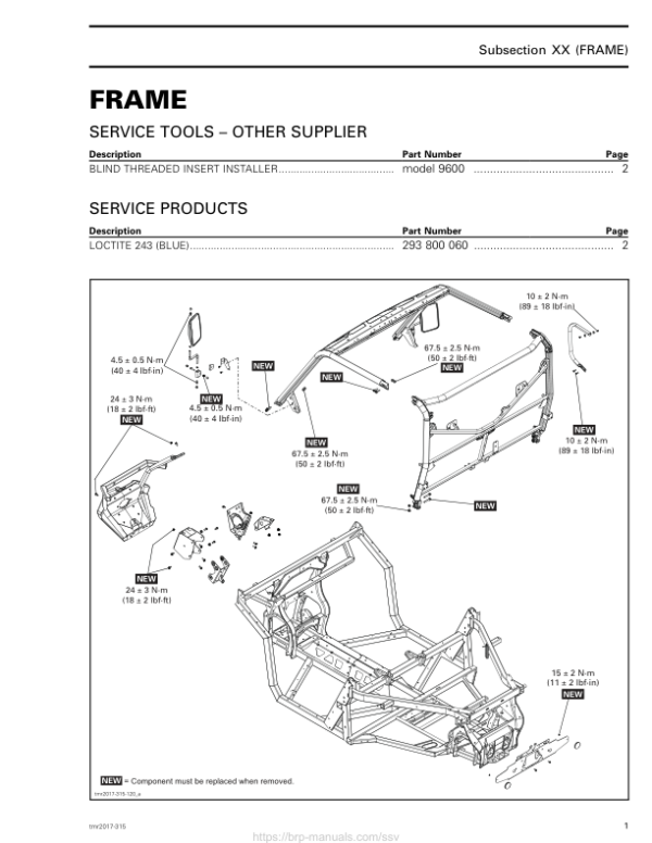 SSV 2017 Frame (Traxter T) Shop tmr2017 315 Manual