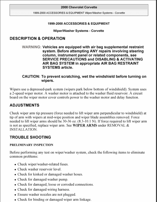 1999-2000 WASHER WIPER Manual