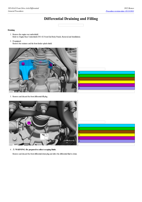 Differential Draining and Filling G2222604 Manual