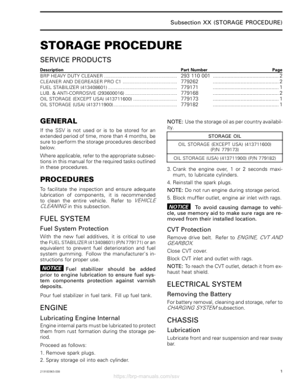 SSV 2019 Storage Procedure Commander Shop Supp 219100965 008 Manual