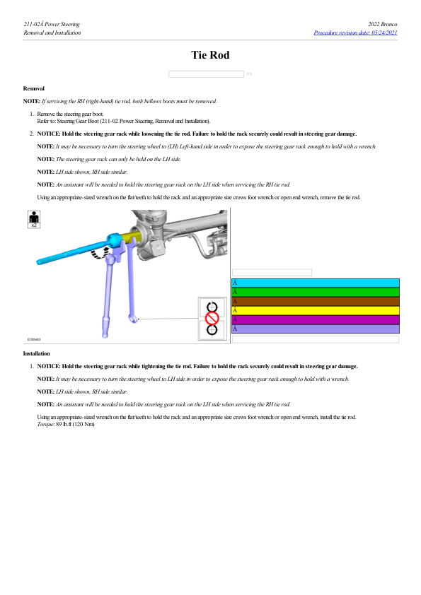 Tie Rod G2225644 Manual