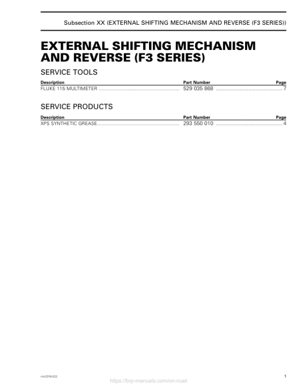 Road Shift reverse F3 (Engine 1330 ACE) Shop rmr2016 022 Manual