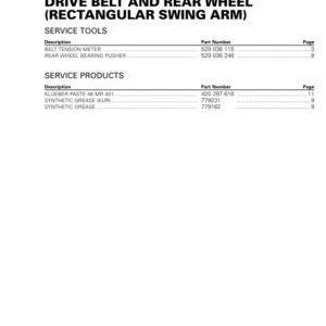 ON ROAD Drive Belt and Rear Wheel Rectangular Swing Arm Shop 219100953 026 Manual