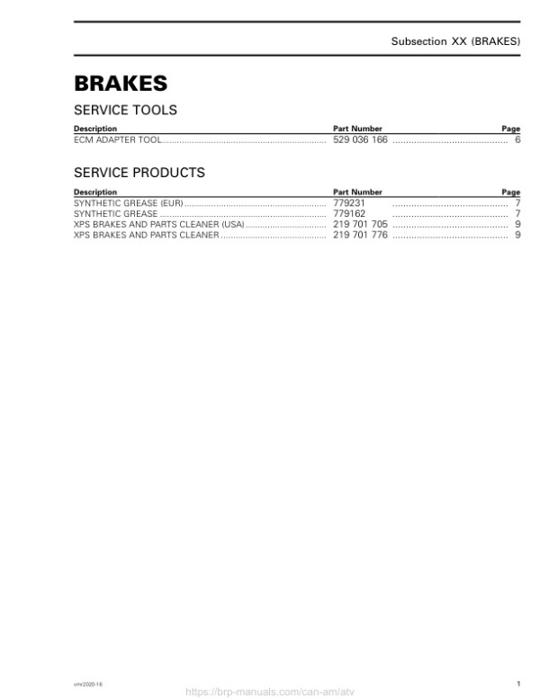 ATV 2020 Brakes Shop Supp vmr2020 016 Manual