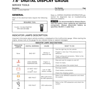 ATV 2020 7.6 Digital Display Gauge Shop Supp vmr2020 009 Manual