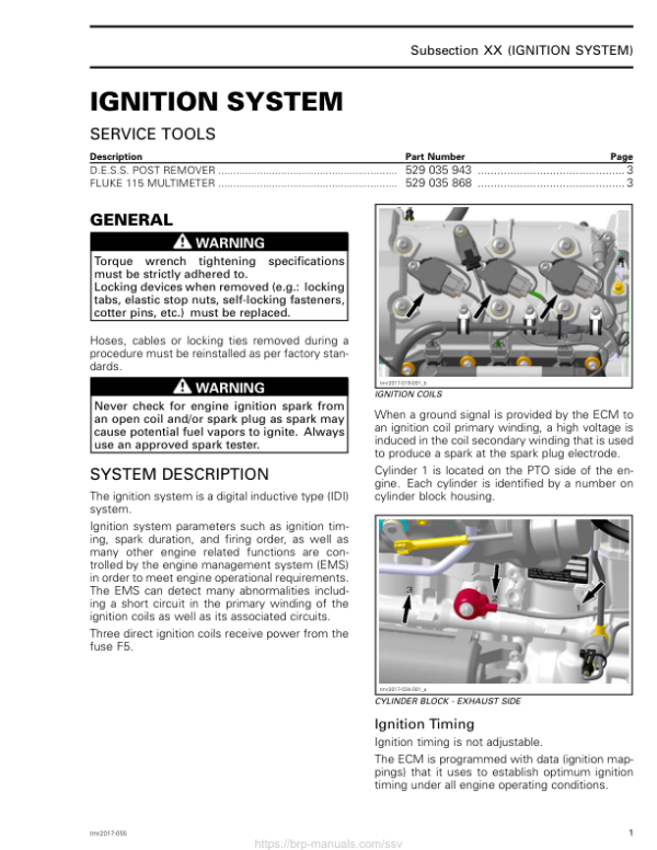 SSV 2017 Ignition System Electrical Componenet on Vehicle (Maverick X3) Shop tmr2017 055 Manual