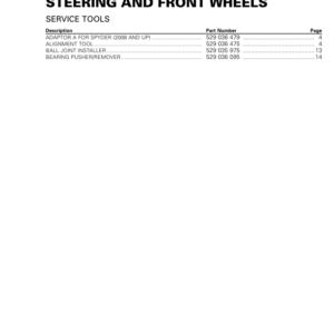 ON ROAD Steering and Front Wheels Shop 219100953 028 Manual