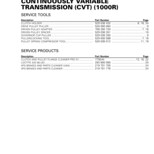 SSV 2020 Continuously Variable Transmission (CVT) (1000R) (Trail Sport) 219101008 019 Manual