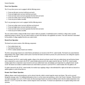 Front Seats System Operation and Component Description G2218708 Manual