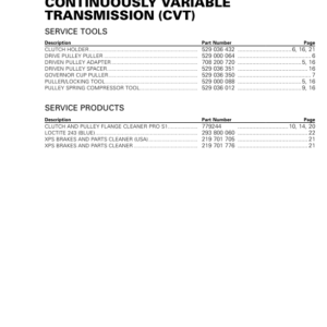 Rotax MY19 (1010RS SSV) Continuously Variable Transmission (CVT) RTX19 1010RS 010 en Manual