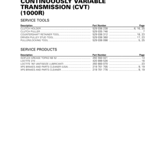 ATV Continuously variable transmission 1000R (Renegade, Renegade X mr) Shop vmr2016 405 Manual