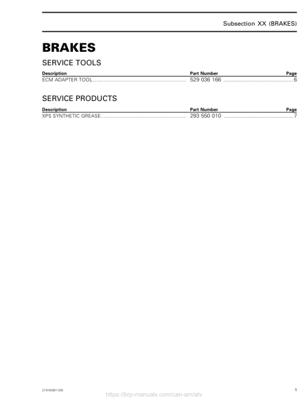 ATV 2018 Brake System (New T3) Shop 219100881 028 Manual