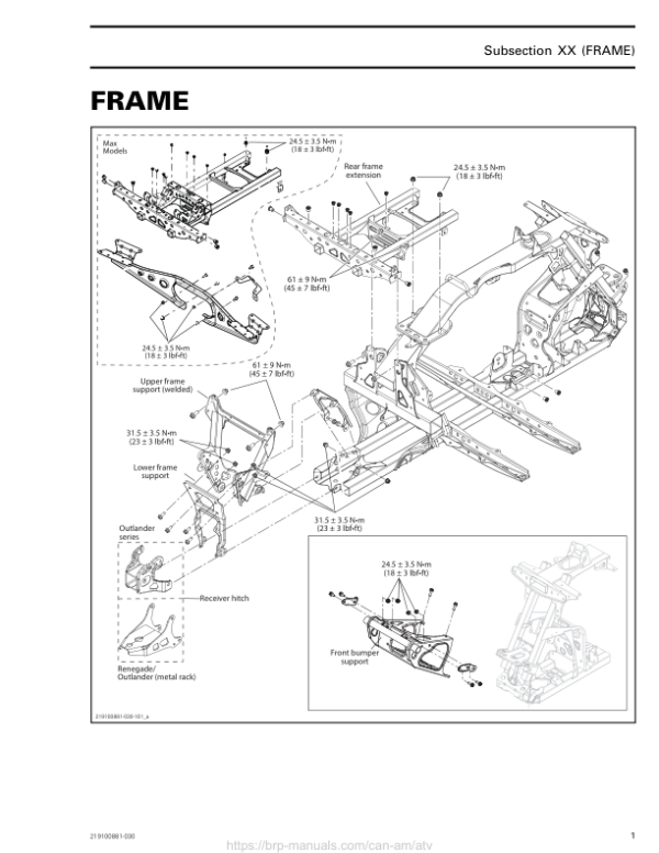 ATV 2018 Frame (New T3) Shop 219100881 030 Manual