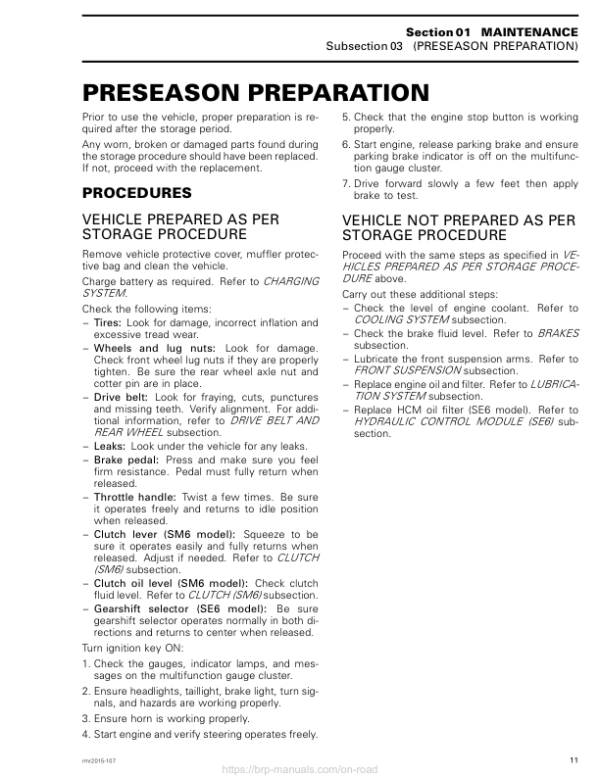 ROADSTER Preseason Preparation (F3) Shop SM61Y015S00 rmr2015 107 Manual