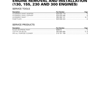 ENGINE REMOVAL AND INSTALLATION (130, 155, 230, 300 ENGINES) LINE UP SEA DOO Manual