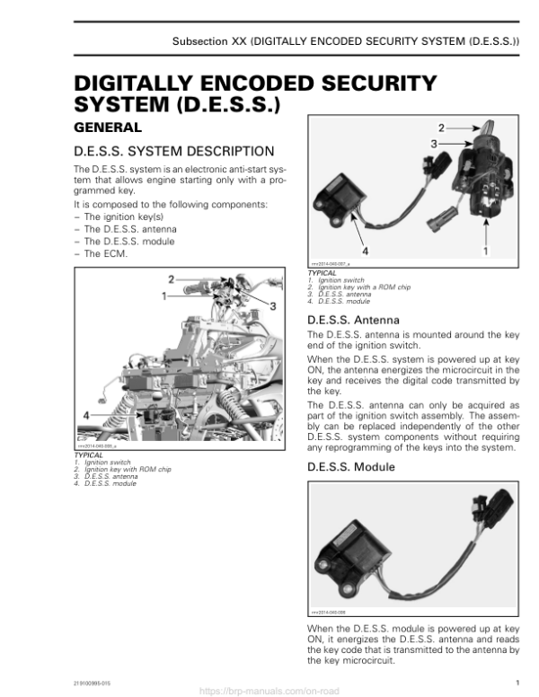 ROAD Digitally Encoded Security System (DESS) Shop 219100955 015 Manual