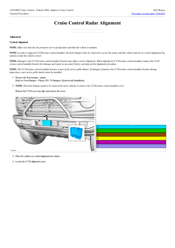 Cruise Control Radar Alignment G2220410 Manual