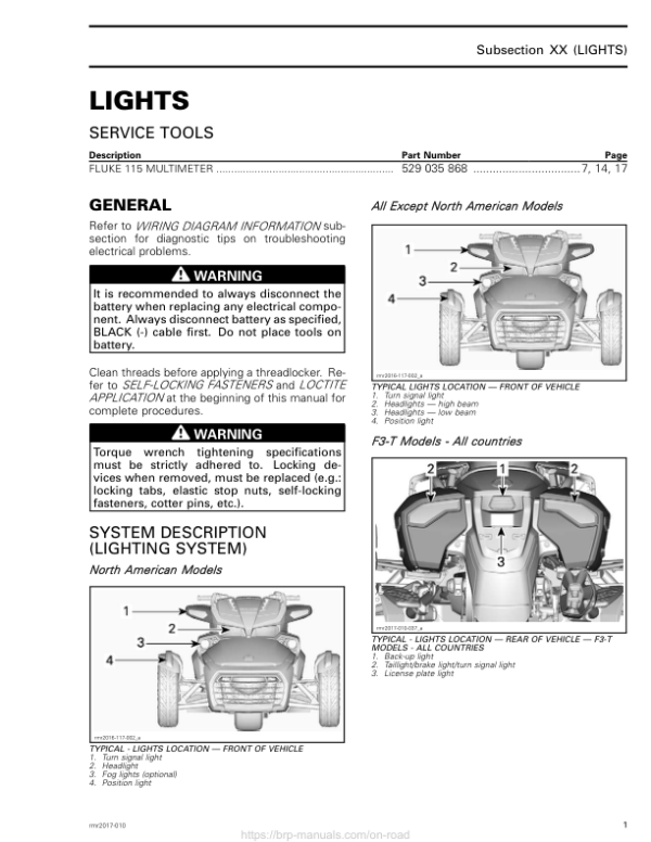 ROAD 2017 F3 Lights rmr2017 010 Manual