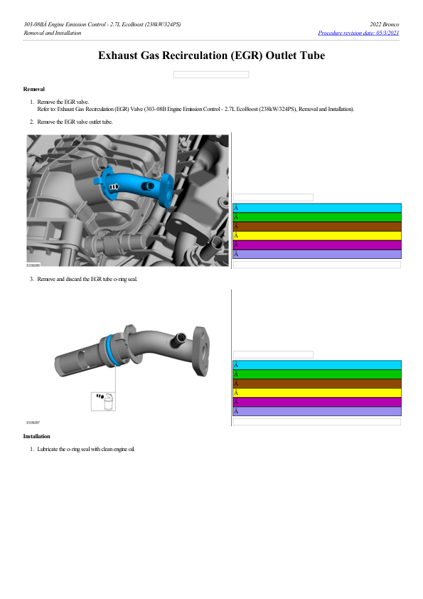 Exhaust Gas Recirculation (EGR) Outlet Tube G2223876 Manual