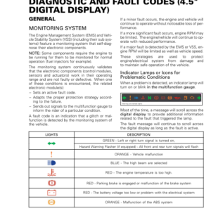 ON ROAD Diagnostic and Fault Codes (4.5`` Digital Display) Shop 219100953 013 Manual