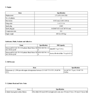 Specifications G2206259 Manual