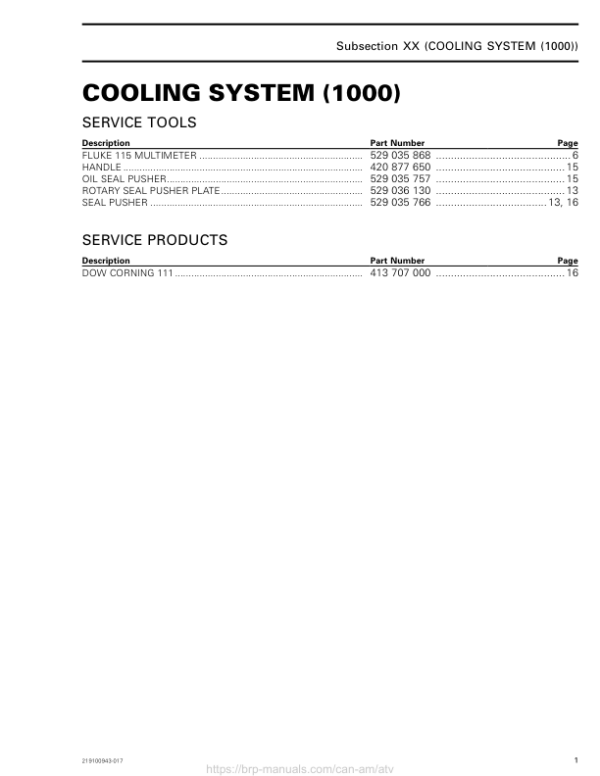 ATV MY18 Cooling System (1000) 219100885 017 Manual