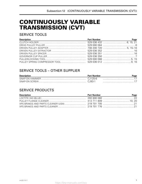 SSV CVT (Maverick X3 MAX) Shop tmr2017 517 Manual