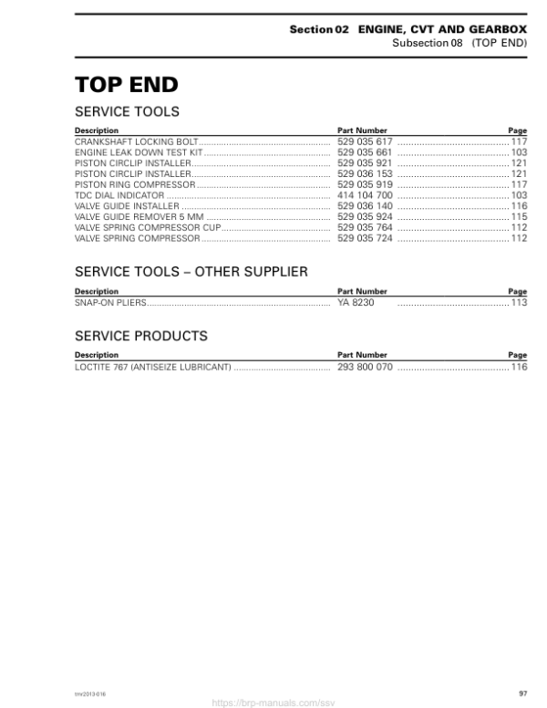 SSV S02 SS08 Top End Shop Commander Version 9BA tmr2013 016 Manual